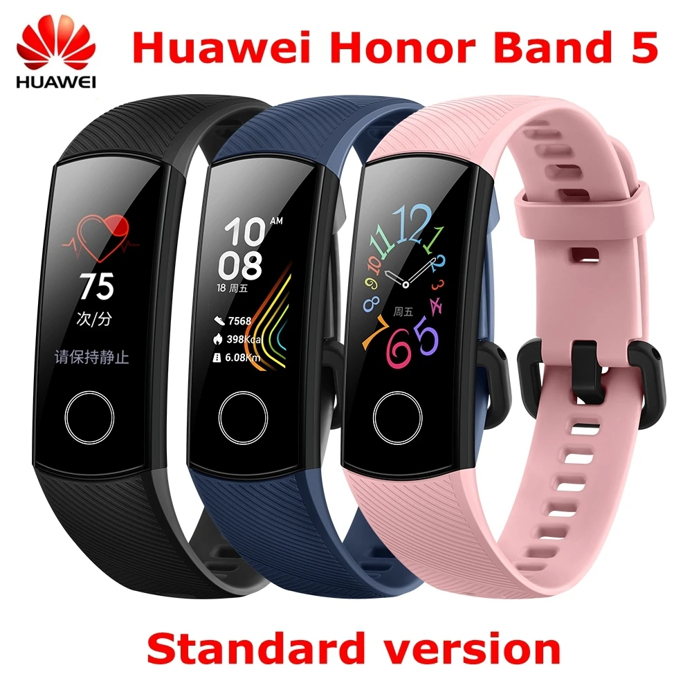 huawei Honor Band 5 мониторинг кислорода в крови в режиме реального времени умные браслеты цветной сенсорный экран фитнес водонепроницаемый браслет