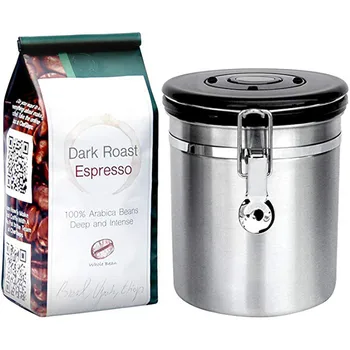 

VOGVIGO Stainless Steel Airtight Sealed Canister Coffee Flour Sugar Container Holder Can Storage Bottles Jars For Coffee Beans