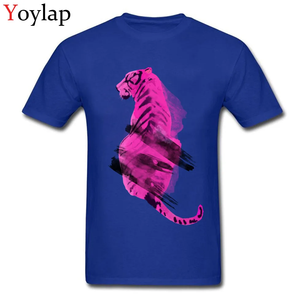 T-shirts Funny Short Sleeve Company Round Neck 100% Cotton Fabric Tops Tees Casual Summer Autumn abstract tiger Tee-Shirts for Students blue