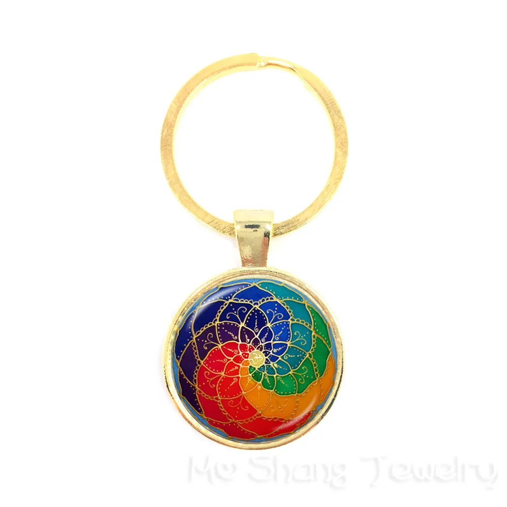 

The Green Mandala Time Gem Of Yin And Yang pendant Keychain silver-plated Antique Copper Plated Keychain for Europe