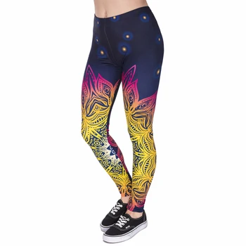 

Fire Mandala Galaxy Print Women Leggings Fitness Breathable Perspiration Quick Drying Leggins High Elasticity Trouser Pants
