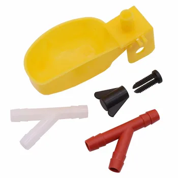 

10 pcs / lot Deep Yellow Quail Drinking Bowl Poultry Feeding Supplies ABS Quail Drinker With Screw Nut Poultry Drinker Quail