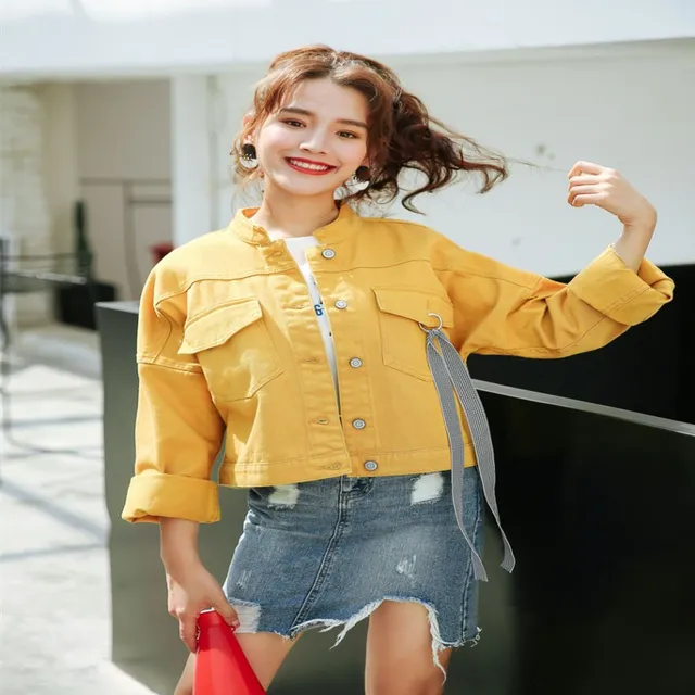 yellow jean jacket plus size