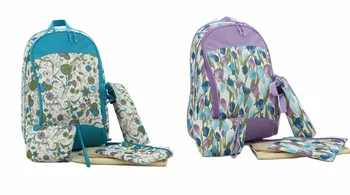 

Top Quality Flowers Print 5PCS Baby Changing Nappy Diaper Bag Set Backpack Mummy Bag--LX106