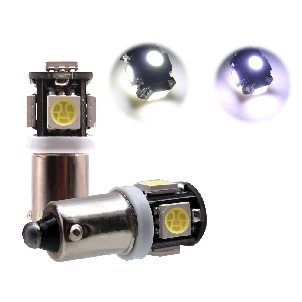

2PCS BA9S Car Interior Light LED Bulb Canbus Lamps Error Free 5 SMD 5050 T4W H6W 233 12V DC Auto Wedge Marker