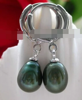 

hot sell new - wb00 Genuine Natural 10mm Green drip Pearl Earrings