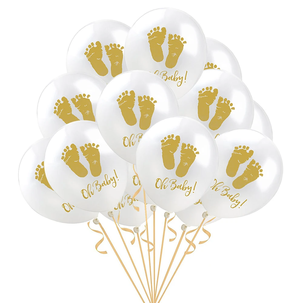 

10pcs Boys Girls Footprints Latex Balloons Gender Reveal Oh Baby printed balloons baby shower Birthday Party Decorative Balloons