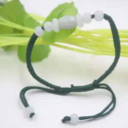 Натуральный нефритовый Жадеит браслет с круглыми бусинами для женщин и мужчин зеленый плетение браслет на удачу 6,3 ''L