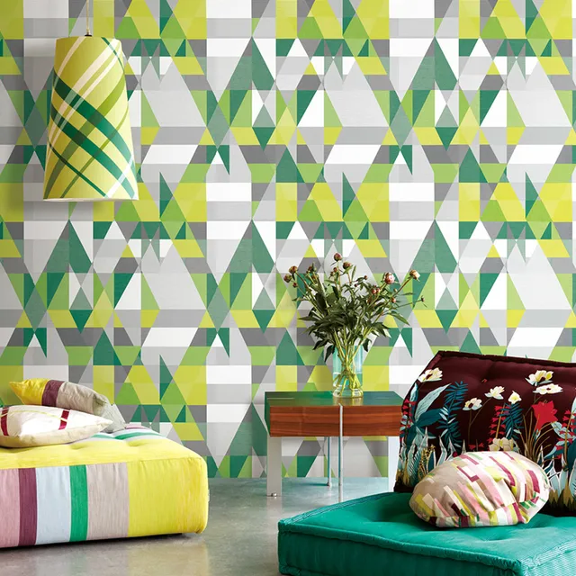 Green/yellow/red/blue Triangle Graphics Wallpaper Roll Modern Geometric  Wall Paper - Wallpapers - AliExpress