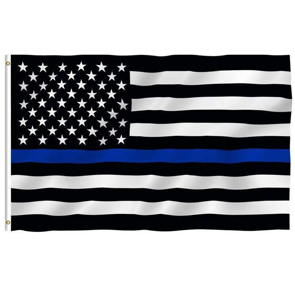 150*90 см тонкие синие полосы флаги США втулки полицейские флаги черные белые синие флаги