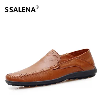 

Men Loafers Moccasins Leather Casual Shoes Comfortable Flats Oxford Shoes Breathable Loafer Sewing Shoes AA12306