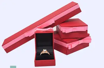 

Wholesale jewelry boxes in high-grade flannelette custom creative ribbon proposal ring box exquisite wedding gift box