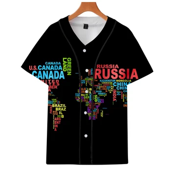 

2019 New WORLD MAP 3D print National plate and country section Short sleeve baseball uniform Men/Women Casual jacket Clothes