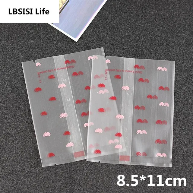100pcs Thicker Small Love Clear Frosted Food Biscuit Diy Baking Cake 100pcs Thicker Small Love Clear Frosted Food Biscuit Diy Baking Cake Bags Party Decoration Gift Cookie