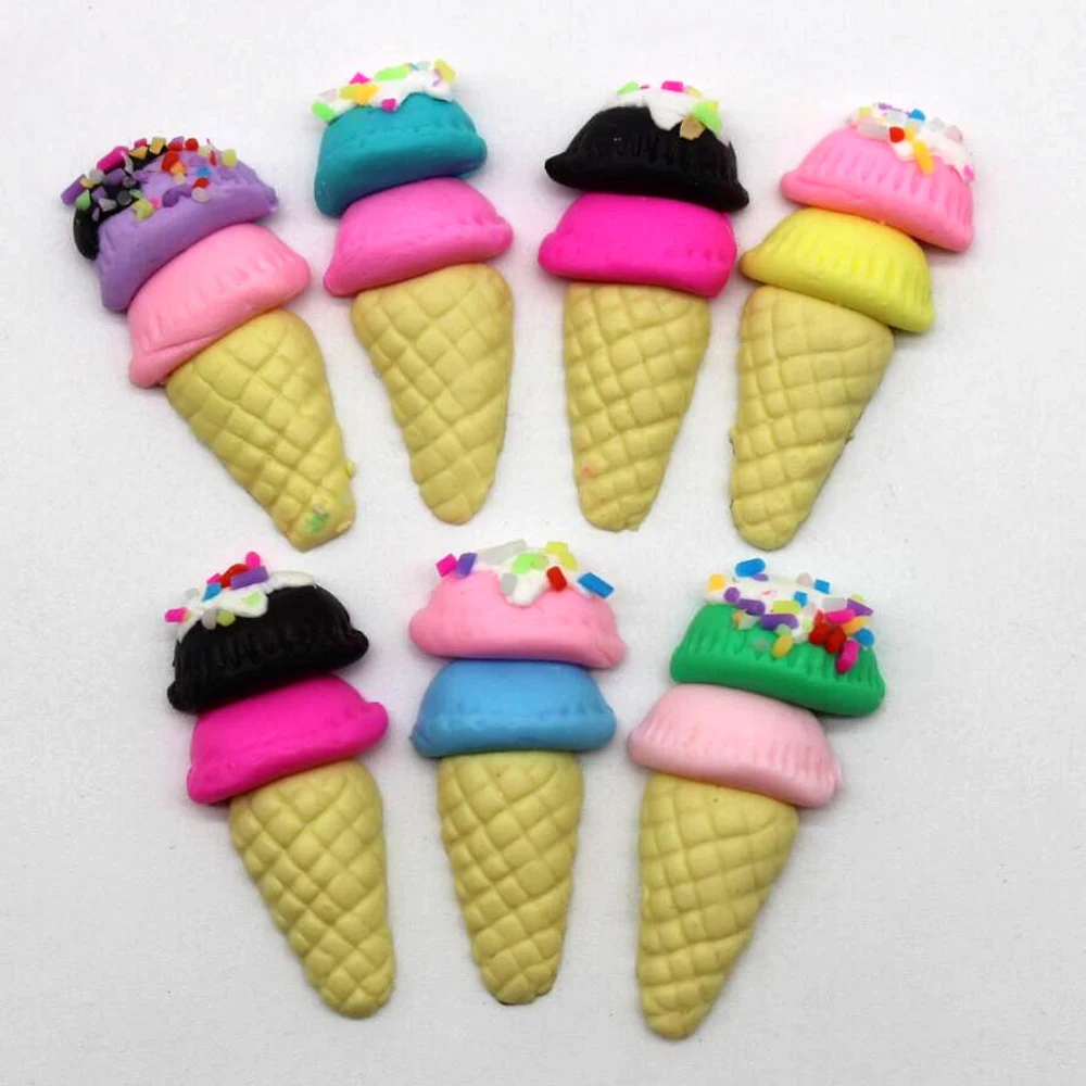 

10pcs 15 * 33mm half-faced mixed color soft clay rainbow ice cream handmade resin material egg tube DIY headdress decoration mix