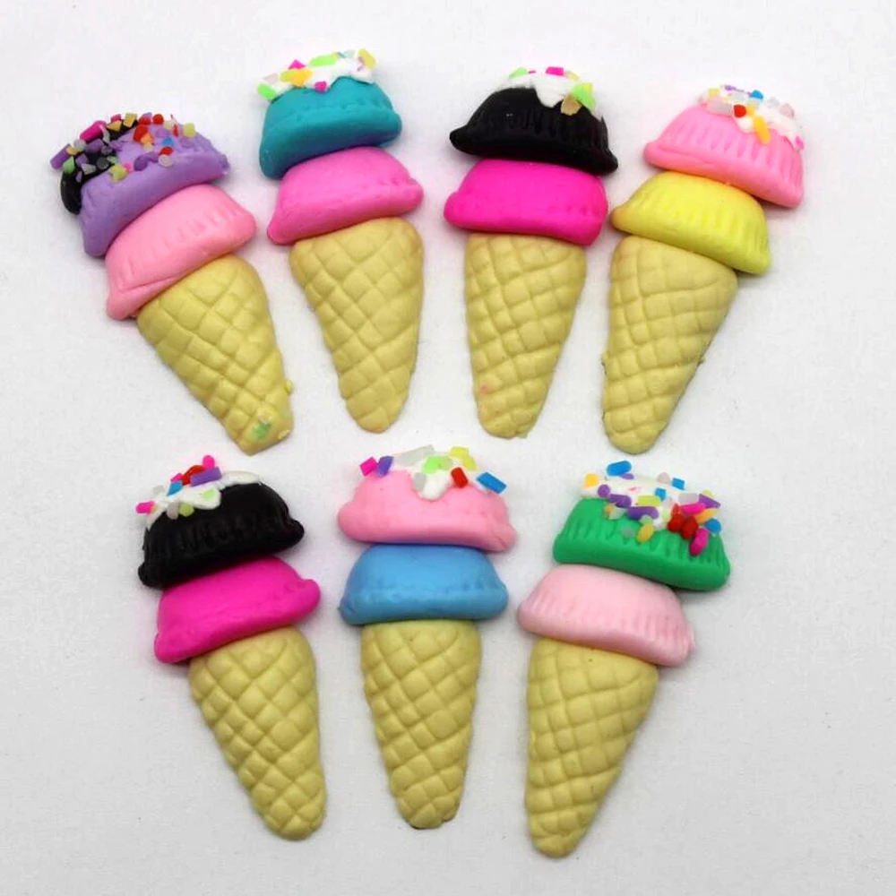 10pcs 15 33mm Half Faced Mixed Color Soft Clay Rainbow Ice Cream Handmade Resin Material Egg Tube Diy Headdress Decoration Mix Figurines Miniatures Aliexpress