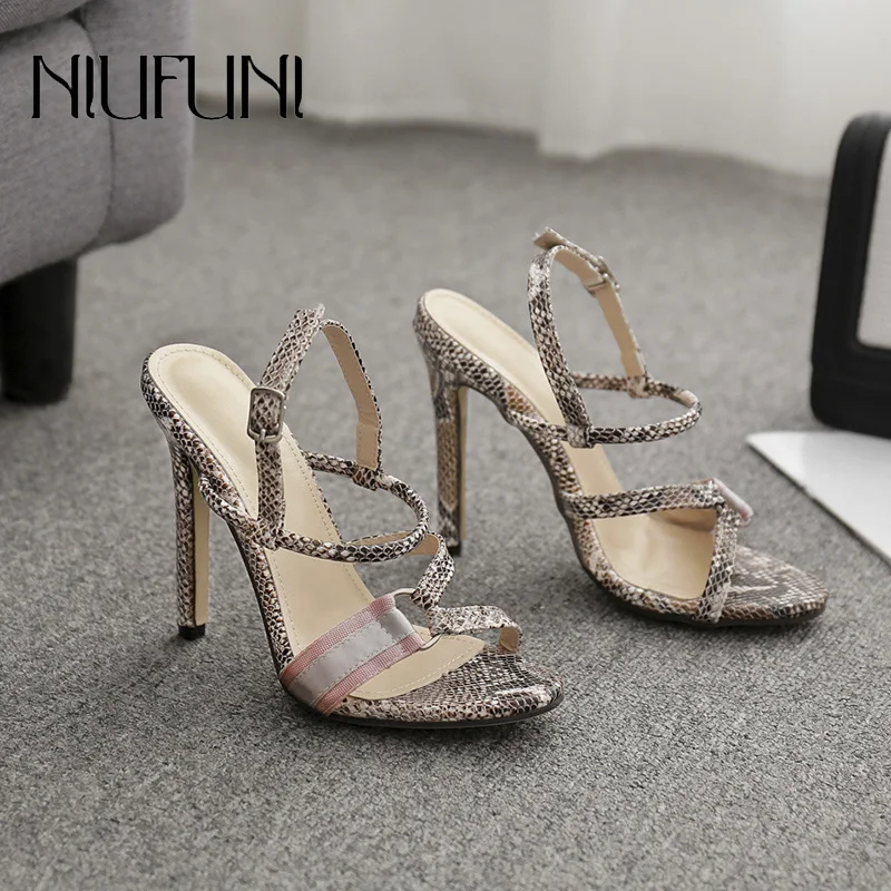 

Sexy Snake Pattern Buckle High Heels Women's Sandals 2019 Summer New Arrival Casual Belt Buckle Sandals Fashion Women's Shoes