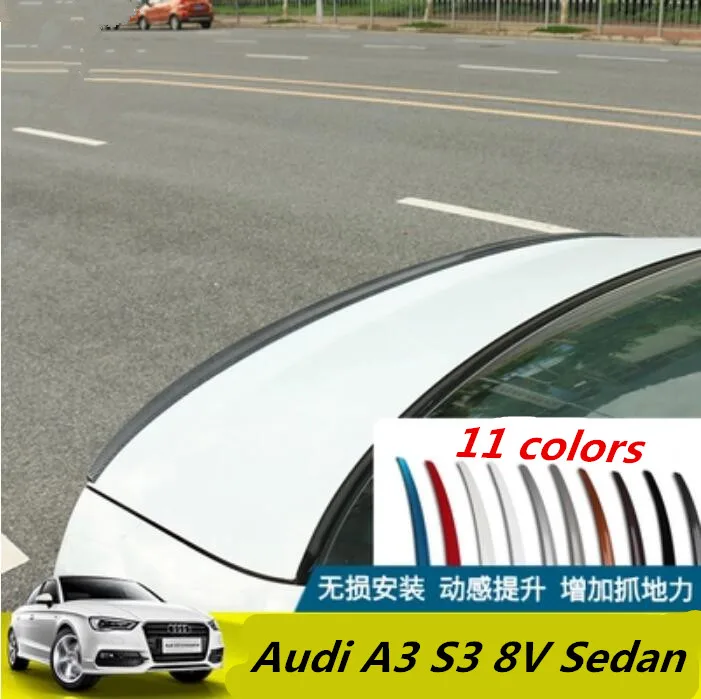 

JIOYNG ABS PAINT CAR REAR WING TRUNK LIP SPOILER FOR Audi A3 S3 8V Sedan 2014 2015 2016 2017 BY EMS (11 Solors)