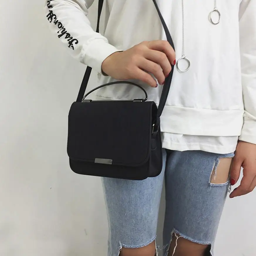 Кожаная сумка через плечо для женщин, сумка-мессенджер, модная женская сумка на плечо, твердая квадратная сумка, bolsa feminina - Цвет: Black