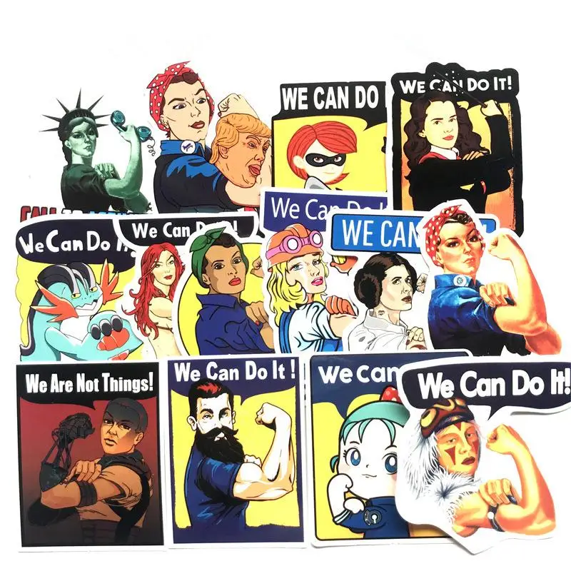 

14pcs/Lot We Can Do It Stickers Retro Funny Graffiti Stickers Moto Scrapbooking Guitar Luggage Skateboard Waterproof Stickers