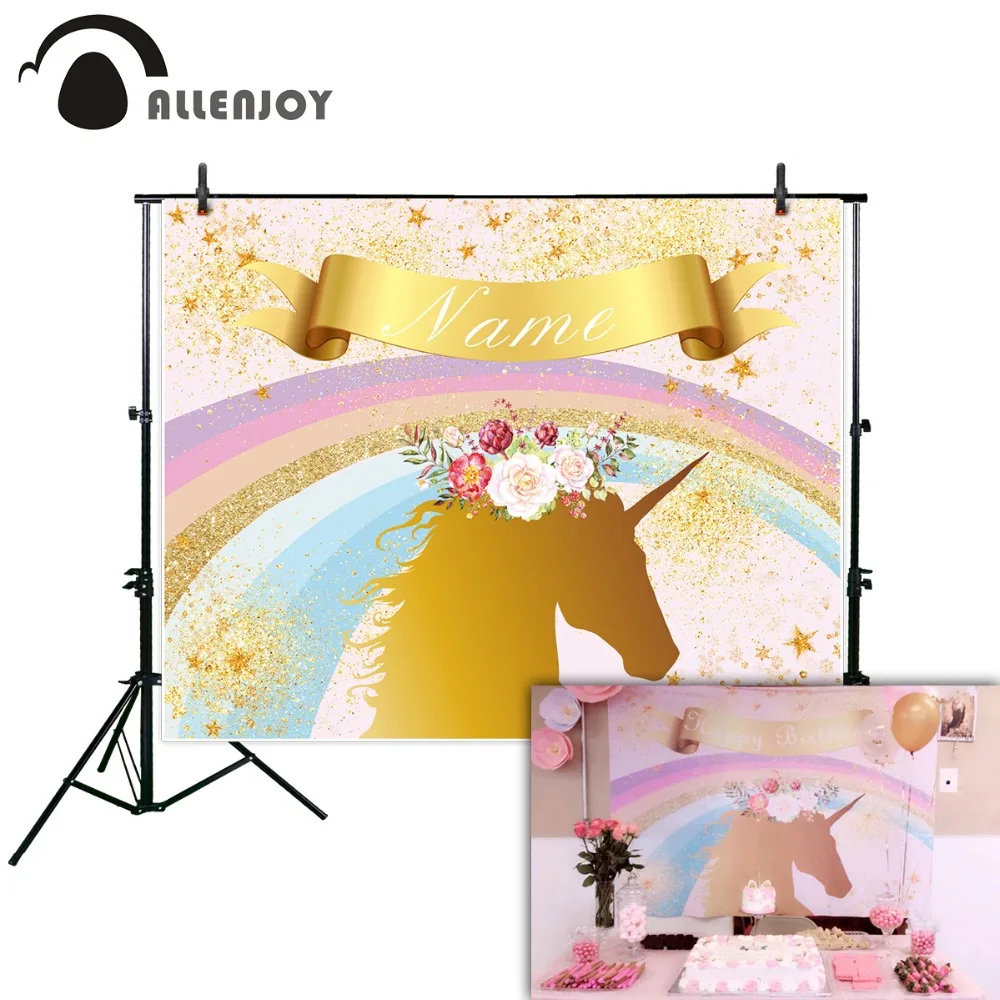 Фотофон Allenjoy с изображением Золотой радуги детских цветов для дня