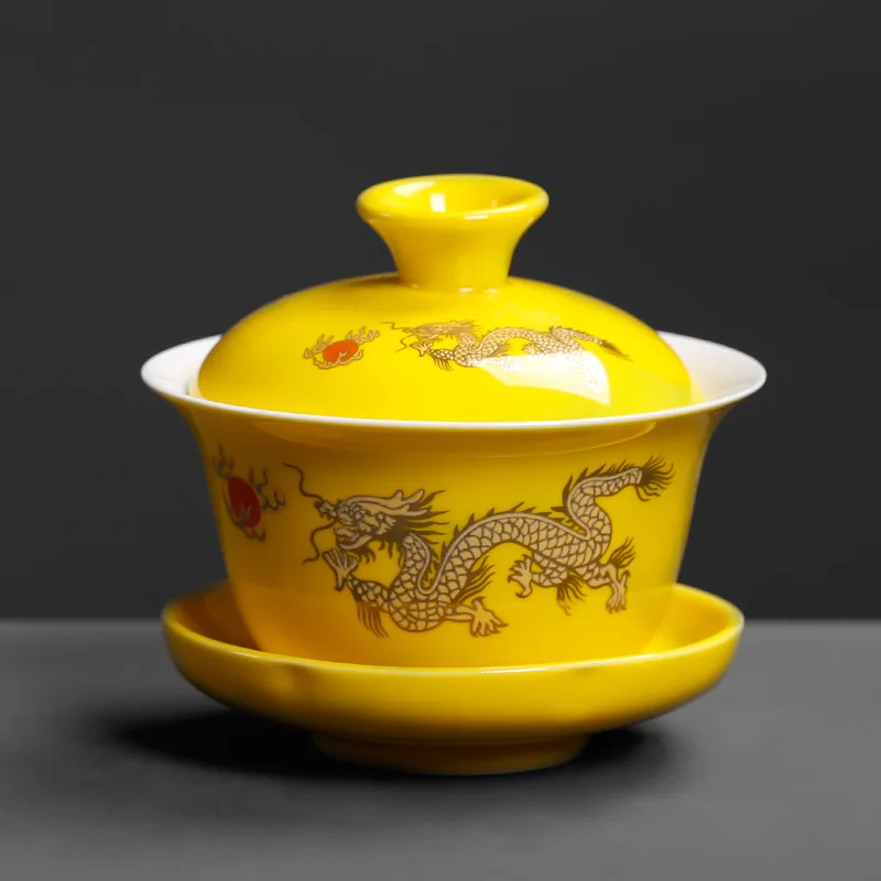 150 мл костяного фарфора кунг-фу чайный сервиз Gaiwan, чайная чашка Tureen фарфоровый чайный сервиз керамический чайный поднос Parlour чайная посуда Gai Wan чай тигуанинь