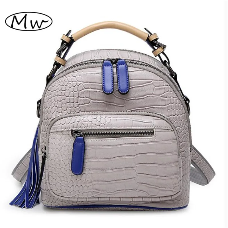 Fashion mini crocodile pattern font b backpack b font PU leather font b backpack b font