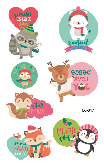 Rocooart Christmas Decorations Tattoo Stickers Children Party Gift Temporary Tattoo Santa Tattoo For Kids White Snow Fake Tatoo - Цвет: EC-847