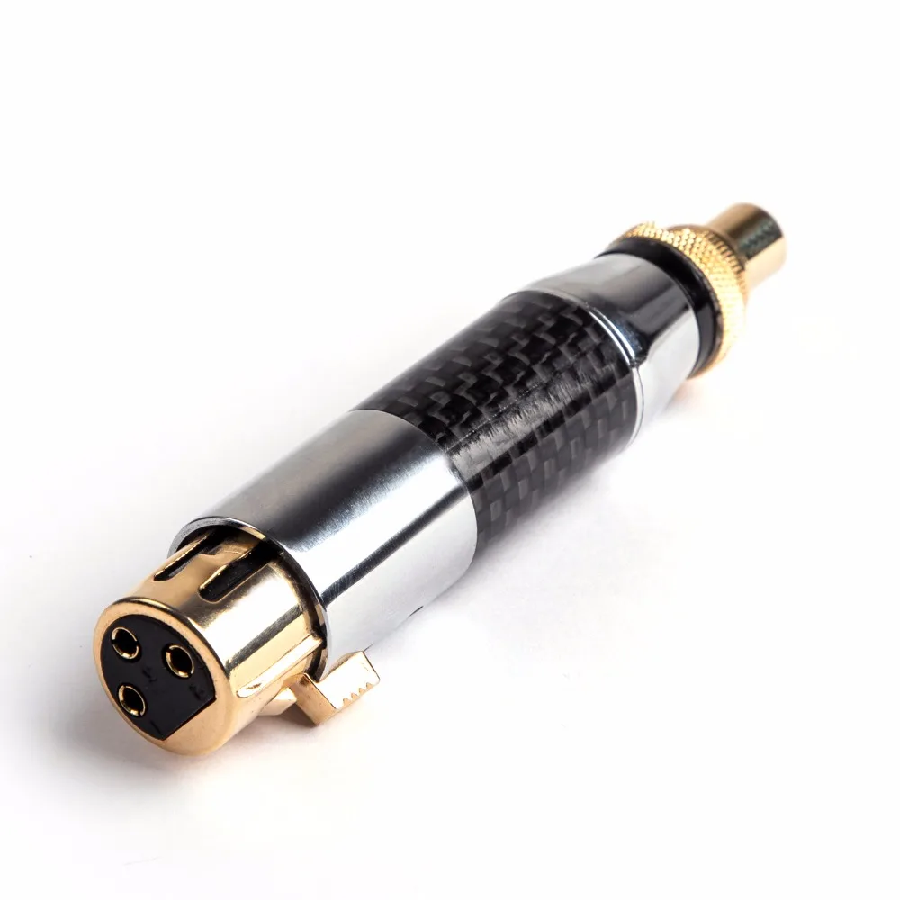 

Areyourshop 1pcs Carbon Fiber Xlr 3-Pin Audio Cable Connector Female Jack To RCA Jack Black Hot Sale Gold Plated Plug Jack