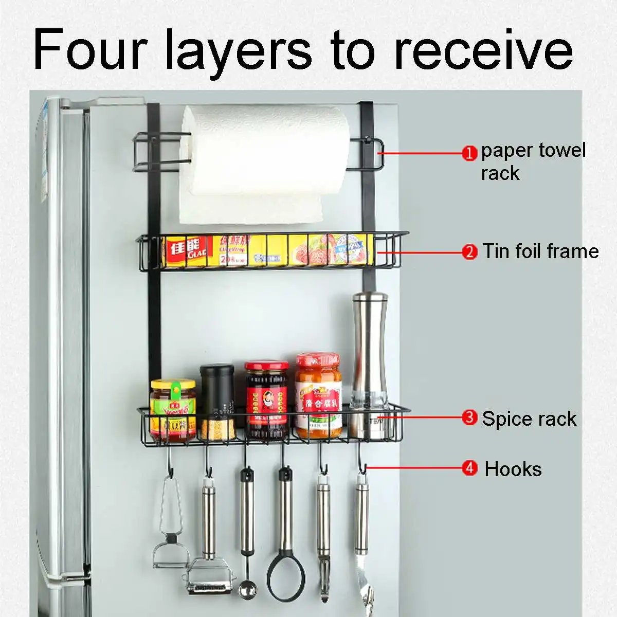 Вешалка для холодильника, подставка для хранения, дверная посуда, настенный аккуратный крючок, кухонная стойка для посуды, шкаф, шкаф, Органайзер