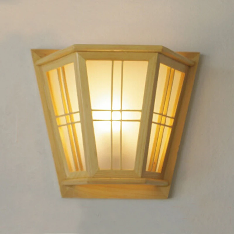 Buy Classical Pine Solid Bedroom Wall lamp Native wood