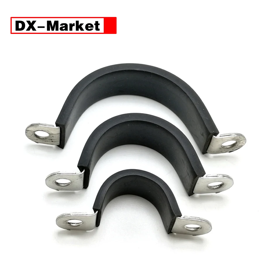 6mm 60mm Saddle Clamp cable fixing clip , carbon steel C type rubber