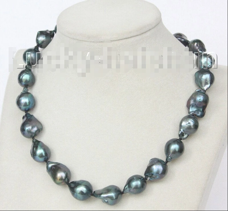 

FREE shipping> >>>NEW 17" 20mm Baroque black-blue Reborn keshi pearls necklace j10364 6.07