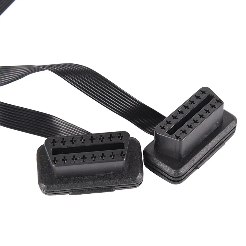 1 шт. 30 см Длина плоский 16Pin ELM327 OBDII Мужской Двойной Женский Y сплиттер локоть