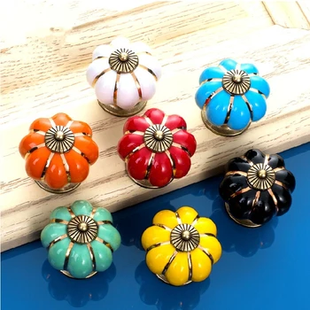 

1pc 4cm Dia Ceramic Door Drawer Handles Pumpkins Knobs Europe Ceramic Cabinet Cupboard Handles Pull Drawer Dresser Knobs pulls