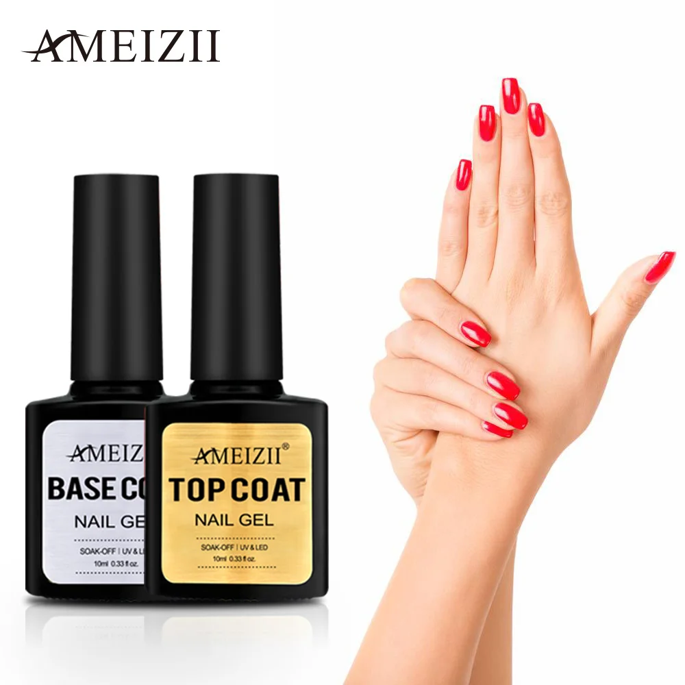 Beli Ameizii Top Base Coat Rendam Off Gel Nail Polish UV LED Nail Primer Builder Kuku Gel Pernis Transparan Nail Art lacquer
