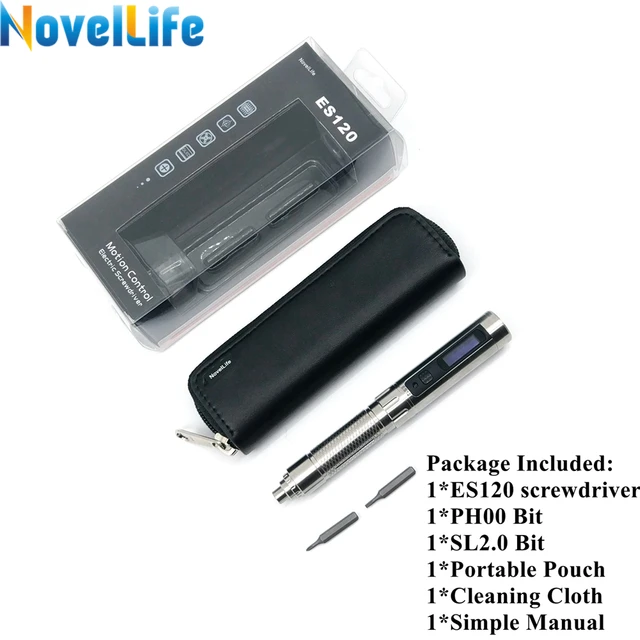 ES120 Mini Precision Cordless Electric Power Screwdriver Smart Gyro Motion Contro PH00 SL2 4mm Hex Screw Bit with Portable Pouch