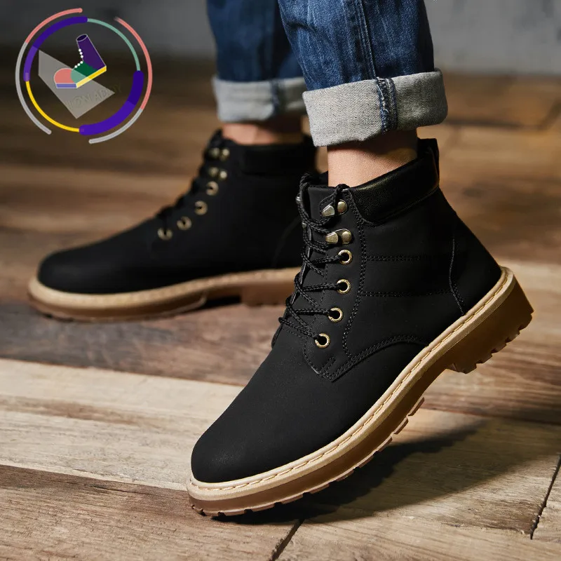 

KAILON ADDY Velvet Warm Martin Boots 2019 Men's High Winter Men's Shoes New Work Shoes British Fashion Cotton Shoes