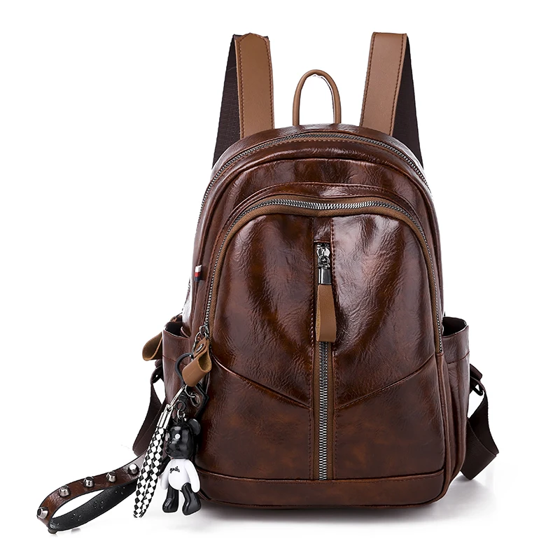 Рюкзак женские Наплечные школьные сумки для девочек-подростков винтажный рюкзак из искусственной кожи рюкзак Mochila Mujer Back Pack Lady Sac a Dos - Цвет: Brown
