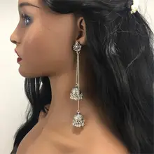 Цыганские индийские уникальные длинные серьги с кисточками для женщин Boho jhumkas модные Серебряные Элегантные минималистичные роскошные женские ювелирные изделия