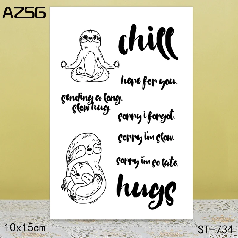 

AZSG Cartoon Style Sloth Hugs Clear Stamps/Seals For DIY Scrapbooking/Card Making/Album Decorative Silicone Stamp Craft