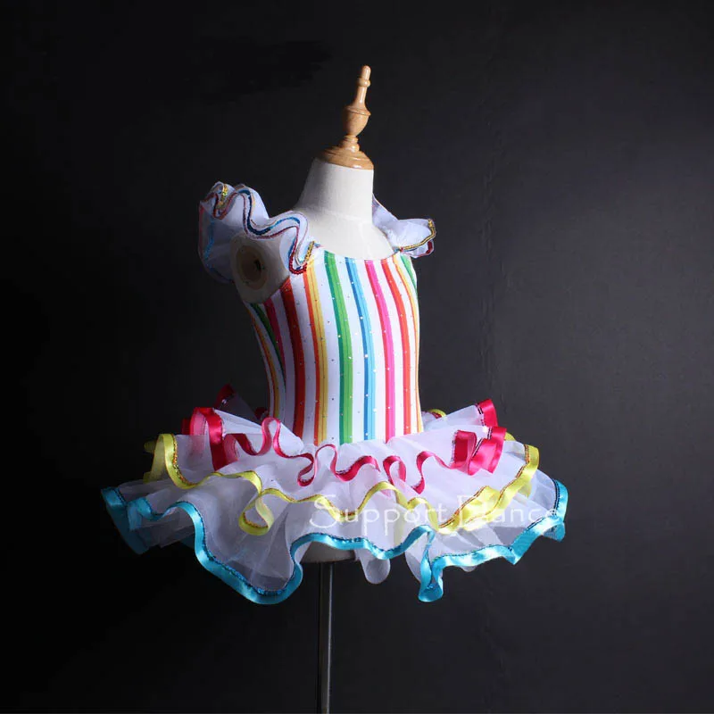 Support Dance New Arrival Girls Colorful Striped Professional Ballet Tutu Dress Kids Shiny Dance Costume DB126 Support Dance New Arrival Girls Colorful Striped Professional Ballet Tutu Dress Kids Shiny Dance Costume DB126