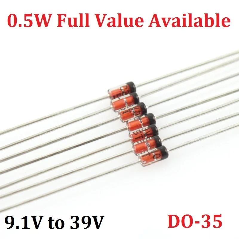 Electronics-Salon 500 PCS 1//2W Zener Diode 18V 0.5 Watt DO-35 Package.