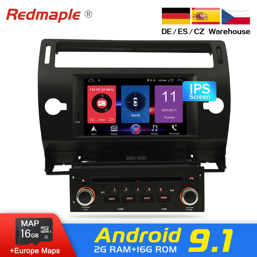 Android 9.1/9.0 Car Radio DVD Navigation Multimedia Stereo For Citroen C4 C-Triomphe C-Quatre 2004-2009 GPS Bluetooth Player