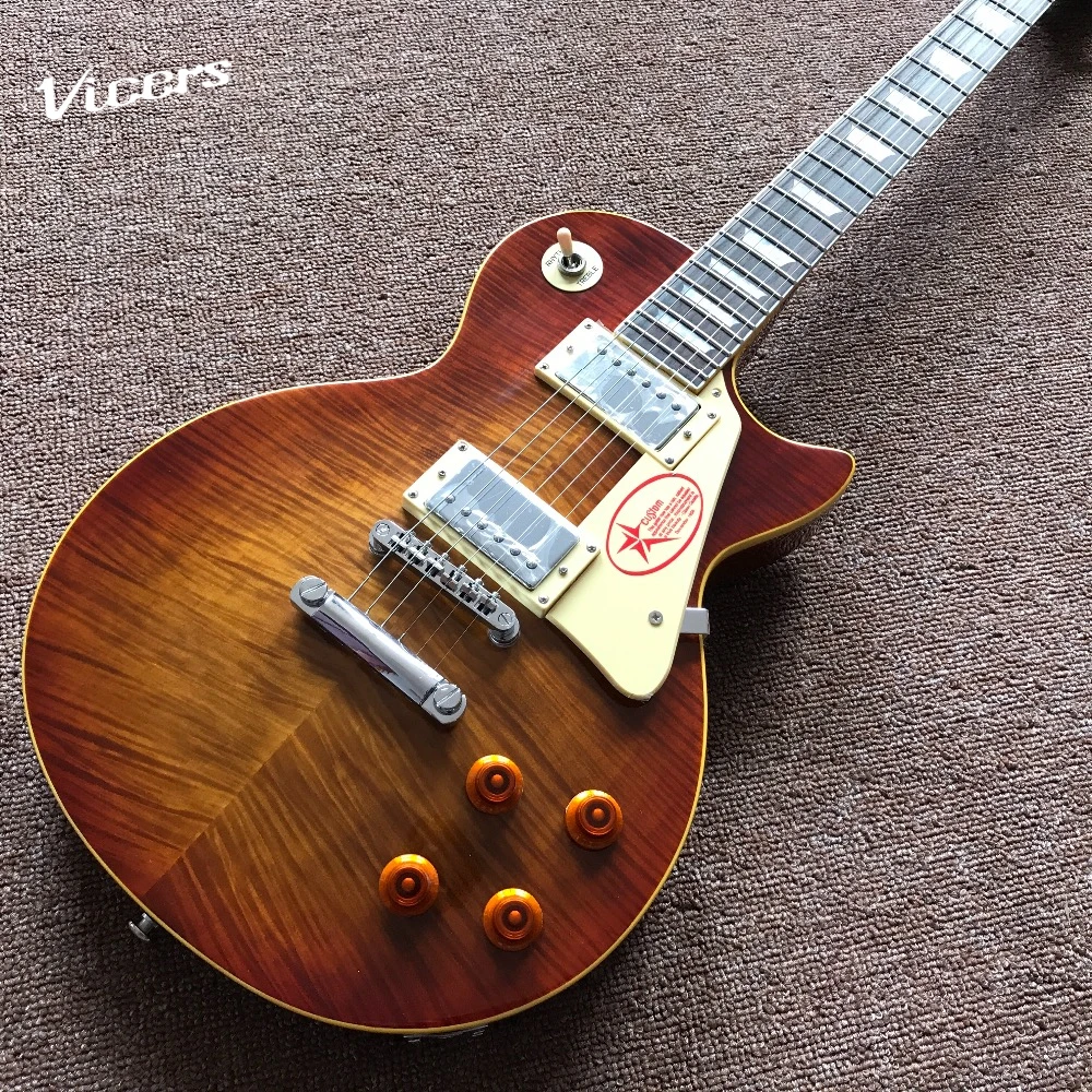 hot selling Musical instruments OEM Tiger Flame Electric guitar luxury finished way with Chrome hardware! high quality hot selling Musical instruments OEM Tiger Flame Electric guitar luxury finished way with Chrome hardware! high quality