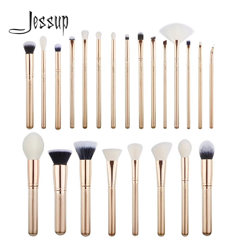 Jessup кисти 25 шт. Золотые/розовое золото для макияжа набор косметических
