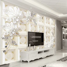 Заказ росписи обои Европейский Стиль цветочным узором 3D тиснением фото Задний план Обои для Гостиная Книги по искусству настенная живопись