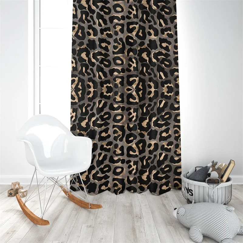 European leopard curtain polyester living room Shading curtain custom made Partition curtain soft 2.5m 2.7m bedroom curtain