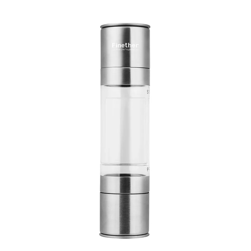 Pepper Grinder 2 in 1 Stainless Steel Manual Salt Pepper Mill Grinder Seasoning Kitchen Tools Grinding for Cooking Restaurants0