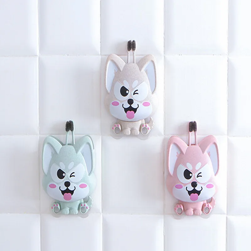 

New Arrival Lovely Cartoon Animal Toothpaste Dispenser Rack Wall Mount Stand Toothbrush Holder Bathroom Accessories Sets
